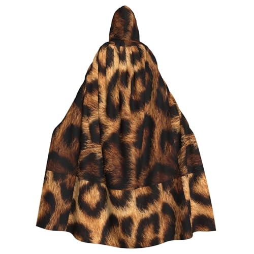 ZAQXSWCDEV Kapuzenumhang mit Leopardenmuster – Allover-Druck-Design, Polyester-Material, bequem und langlebig, perfekt für Halloween, Cosplay und mehr von ZAQXSWCDEV