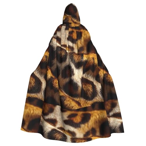 ZAQXSWCDEV Kapuzenumhang mit Leopardenmuster – Allover-Druck-Design, Polyester-Material, bequem und langlebig, perfekt für Halloween, Cosplay und mehr von ZAQXSWCDEV