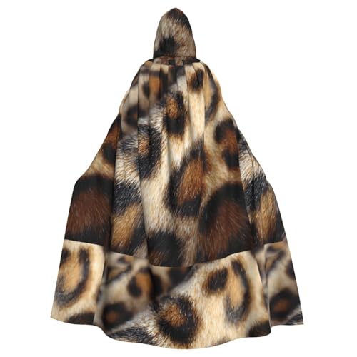 ZAQXSWCDEV Kapuzenumhang mit Leopardenmuster – Allover-Druck-Design, Polyester-Material, bequem und langlebig, perfekt für Halloween, Cosplay und mehr von ZAQXSWCDEV