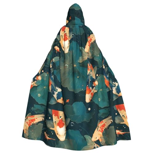 ZAQXSWCDEV Koi-Fisch-Kapuzenumhang – Allover-Druck-Design, Polyester-Material, bequem und langlebig, perfekt für Halloween, Cosplay und mehr von ZAQXSWCDEV