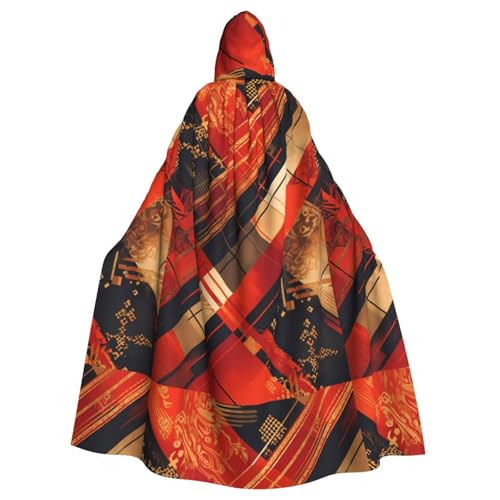 ZAQXSWCDEV Kreuzgitter-Kapuzenumhang – Allover-Druck-Design, Polyester-Material, bequem und langlebig, perfekt für Halloween, Cosplay und mehr von ZAQXSWCDEV
