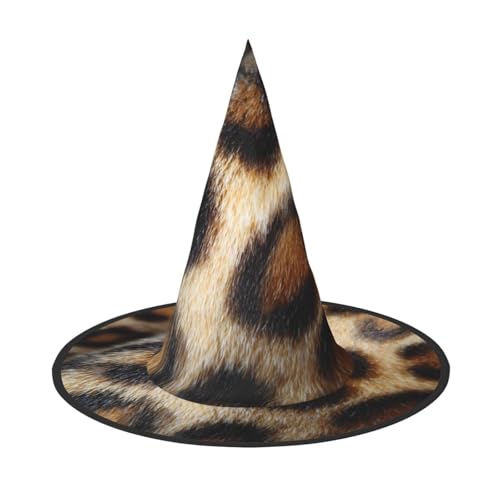 ZAQXSWCDEV Leopardenmuster Halloween Hut - Gruseliges Party-Kostüm-Accessoire mit Volldruck-Design - Leichter faltbarer Hexenhut für Halloween, Karneval, Maskerade & Rollenspiel-Events von ZAQXSWCDEV