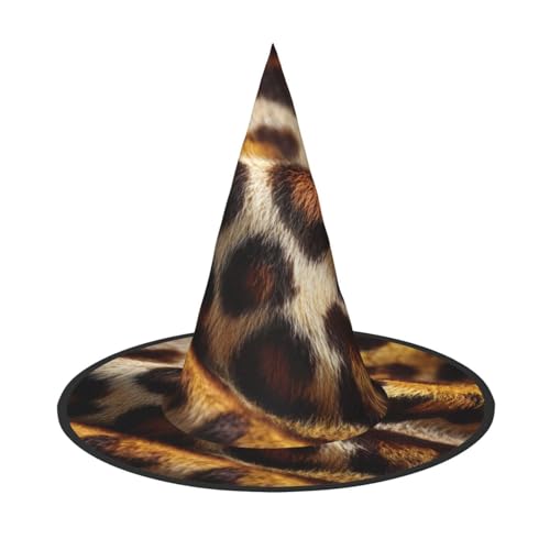 ZAQXSWCDEV Leopardenmuster Halloween Hut - Gruseliges Party-Kostüm-Accessoire mit Volldruck-Design - Leichter faltbarer Hexenhut für Halloween, Karneval, Maskerade & Rollenspiel-Events von ZAQXSWCDEV