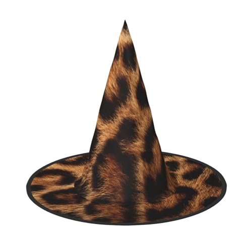 ZAQXSWCDEV Leopardenmuster Halloween Hut - Gruseliges Party-Kostüm-Accessoire mit Volldruck-Design - Leichter faltbarer Hexenhut für Halloween, Karneval, Maskerade & Rollenspiel-Events von ZAQXSWCDEV