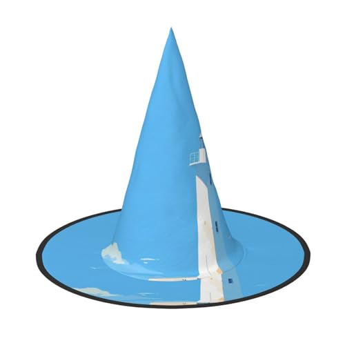 ZAQXSWCDEV Leuchtturm Halloween Hut - Gruseliges Partykostüm-Accessoire mit Volldruck-Design - Leichter faltbarer Hexenhut für Halloween, Karneval, Maskerade & Rollenspiel-Events von ZAQXSWCDEV
