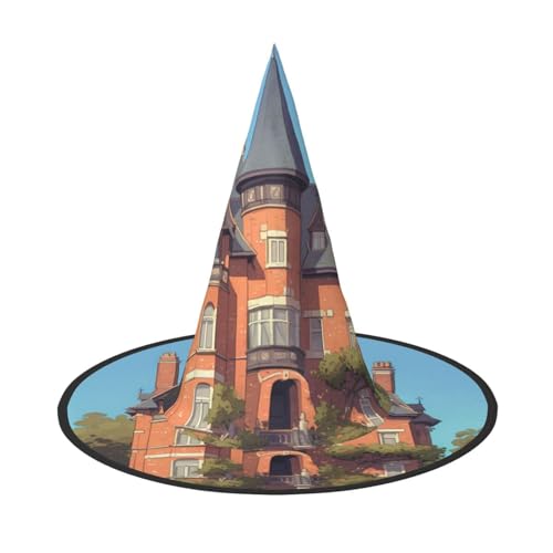 ZAQXSWCDEV Manga Villa Halloween Hut - Gruseliges Partykostüm-Accessoire mit Volldruck-Design - Leichter faltbarer Hexenhut für Halloween, Karneval, Maskerade & Rollenspiele Events von ZAQXSWCDEV