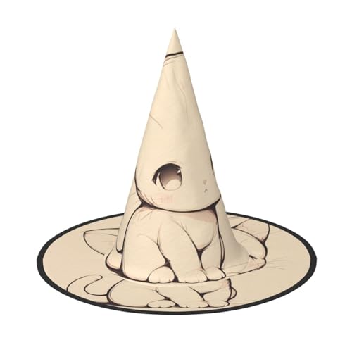 ZAQXSWCDEV Niedliche Katze Halloween Hut - Gruseliges Party-Kostüm-Zubehör mit Volldruck-Design - Leichter faltbarer Hexenhut für Halloween, Karneval, Maskerade & Rollenspiel-Events von ZAQXSWCDEV