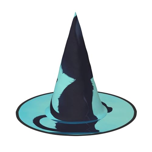 ZAQXSWCDEV Niedliche Katze Halloween Hut - Gruseliges Party-Kostüm-Zubehör mit Volldruck-Design - Leichter faltbarer Hexenhut für Halloween, Karneval, Maskerade & Rollenspiel-Events von ZAQXSWCDEV
