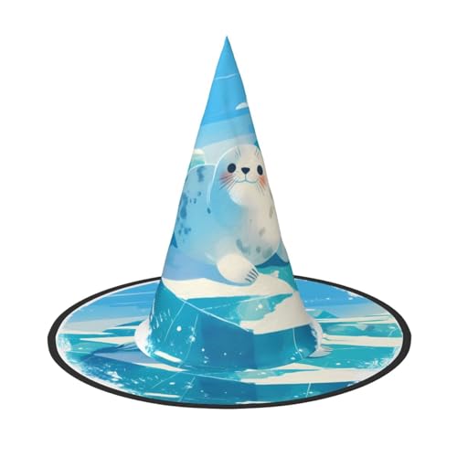 ZAQXSWCDEV Niedliche Robben Halloween Hut - Gruseliges Party-Kostüm-Accessoire mit Volldruck-Design - Leichter faltbarer Hexenhut für Halloween, Karneval, Maskerade & Rollenspiel-Events von ZAQXSWCDEV