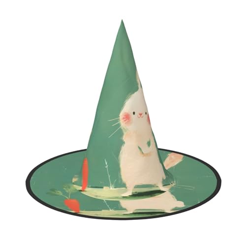 ZAQXSWCDEV Niedlicher Hasen-Halloween-Hut - Gruseliges Party-Kostüm-Accessoire mit Volldruck-Design - Leichter faltbarer Hexenhut für Halloween, Karneval, Maskerade & Rollenspiel-Events von ZAQXSWCDEV