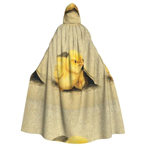 ZAQXSWCDEV Niedlicher Hennen-Kapuzenumhang – Allover-Druck-Design, Polyester-Material, bequem und langlebig, perfekt für Halloween, Cosplay und mehr von ZAQXSWCDEV