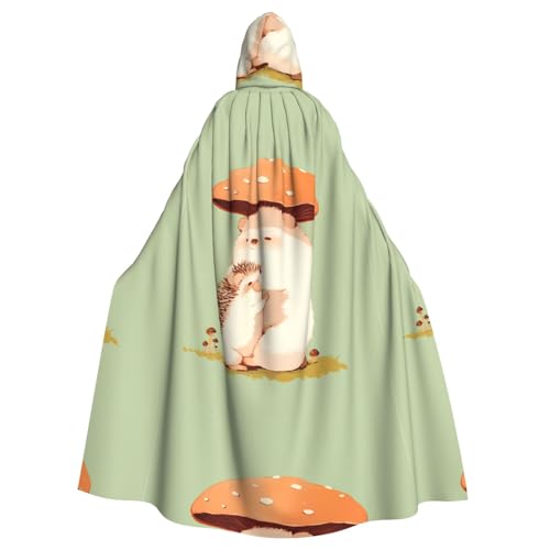 ZAQXSWCDEV Niedlicher Igel-Kapuzenumhang – Allover-Druck-Design, Polyester-Material, bequem und langlebig, perfekt für Halloween, Cosplay und mehr von ZAQXSWCDEV