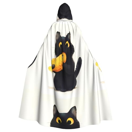 ZAQXSWCDEV Niedlicher Katzen-Kapuzenumhang – Allover-Druck-Design, Polyester-Material, bequem und langlebig, perfekt für Halloween, Cosplay und mehr von ZAQXSWCDEV