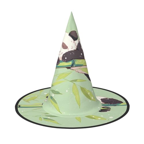 ZAQXSWCDEV Niedlicher Panda Halloween Hut - Gruseliges Party-Kostüm-Accessoire mit Volldruck-Design - Leichter faltbarer Hexenhut für Halloween, Karneval, Maskerade & Rollenspiel-Events von ZAQXSWCDEV