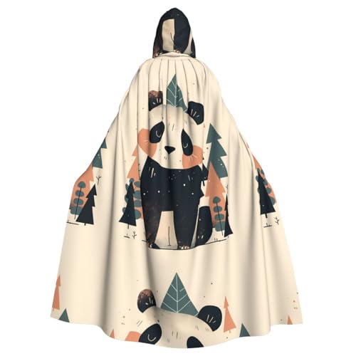 ZAQXSWCDEV Niedlicher Panda-Kapuzenumhang – Allover-Print-Design, Polyester-Material, bequem und langlebig, perfekt für Halloween, Cosplay und mehr von ZAQXSWCDEV