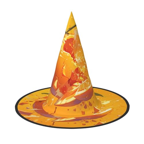 ZAQXSWCDEV Orange Halloween Hut - Gruseliges Party-Kostüm-Accessoire mit Volldruck-Design - Leichter faltbarer Hexenhut für Halloween, Karneval, Maskerade & Rollenspiel-Events von ZAQXSWCDEV