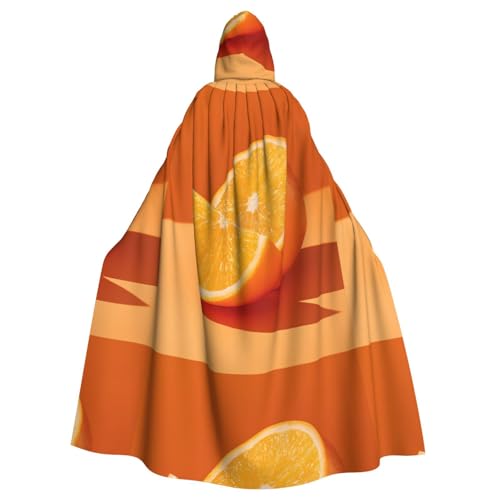 ZAQXSWCDEV Orangefarbener Kapuzenumhang – Allover-Print-Design, Polyester-Material, bequem und langlebig, perfekt für Halloween, Cosplay und mehr von ZAQXSWCDEV