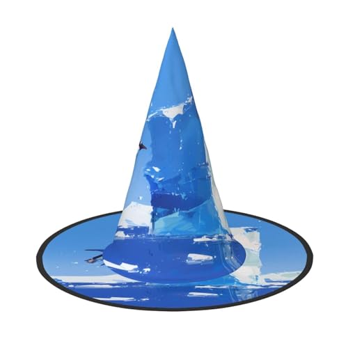 ZAQXSWCDEV Pinguine und Eis Halloween Hut - Gruseliges Party-Kostüm-Accessoire mit Volldruck-Design - Leichter faltbarer Hexenhut für Halloween, Karneval, Maskerade & Rollenspiel-Events von ZAQXSWCDEV