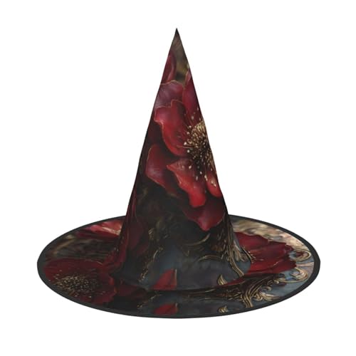 ZAQXSWCDEV Rosen Halloween Hut - Gruseliges Partykostüm-Accessoire mit Volldruck-Design - Leichter faltbarer Hexenhut für Halloween, Karneval, Maskerade & Rollenspiel-Events von ZAQXSWCDEV