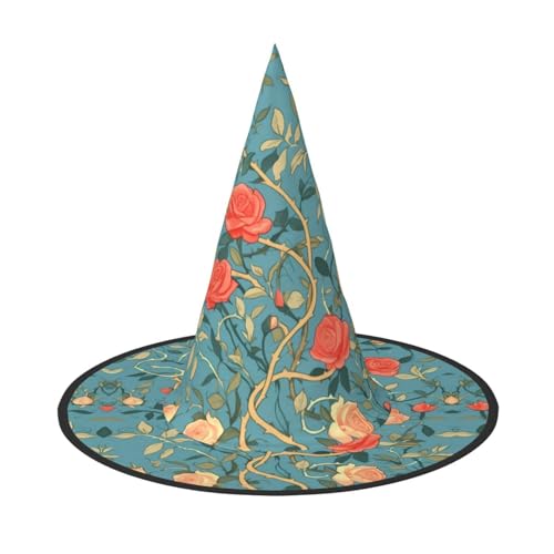 ZAQXSWCDEV Rosen Halloween Hut - Gruseliges Partykostüm-Accessoire mit Volldruck-Design - Leichter faltbarer Hexenhut für Halloween, Karneval, Maskerade & Rollenspiel-Events von ZAQXSWCDEV