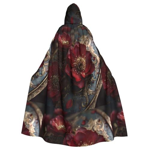 ZAQXSWCDEV Rosen-Kapuzenumhang – Allover-Print-Design, Polyester-Material, bequem und langlebig, perfekt für Halloween, Cosplay und mehr von ZAQXSWCDEV