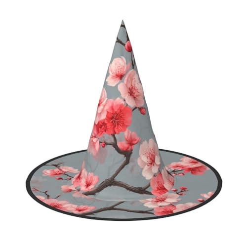 ZAQXSWCDEV Rote Blumen Halloween Hut - Gruseliges Partykostüm-Accessoire mit Volldruck-Design - Leichter faltbarer Hexenhut für Halloween, Karneval, Maskerade & Rollenspiel-Events von ZAQXSWCDEV