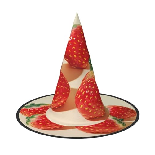 ZAQXSWCDEV Rote Erdbeeren Halloween Hut - Gruseliges Party-Kostüm-Accessoire mit Volldruck-Design - Leichter faltbarer Hexenhut für Halloween, Karneval, Maskerade & Rollenspiel-Events von ZAQXSWCDEV