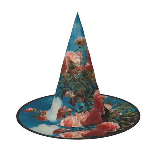 ZAQXSWCDEV Schöne Rosen Halloween Hut - Gruseliges Partykostüm-Accessoire mit Volldruck-Design - Leichter faltbarer Hexenhut für Halloween, Karneval, Maskerade & Rollenspiel-Events von ZAQXSWCDEV