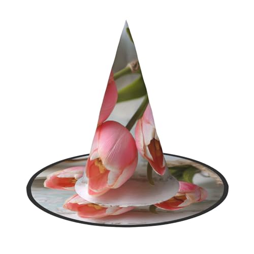 ZAQXSWCDEV Schöner Blumen Halloween Hut - Gruseliges Party-Kostüm-Accessoire mit Volldruck-Design - Leichter faltbarer Hexenhut für Halloween, Karneval, Maskerade & Rollenspiel-Events von ZAQXSWCDEV