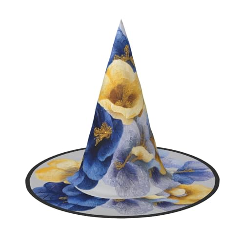 ZAQXSWCDEV Schöner Blumen Halloween Hut - Gruseliges Party-Kostüm-Accessoire mit Volldruck-Design - Leichter faltbarer Hexenhut für Halloween, Karneval, Maskerade & Rollenspiel-Events von ZAQXSWCDEV