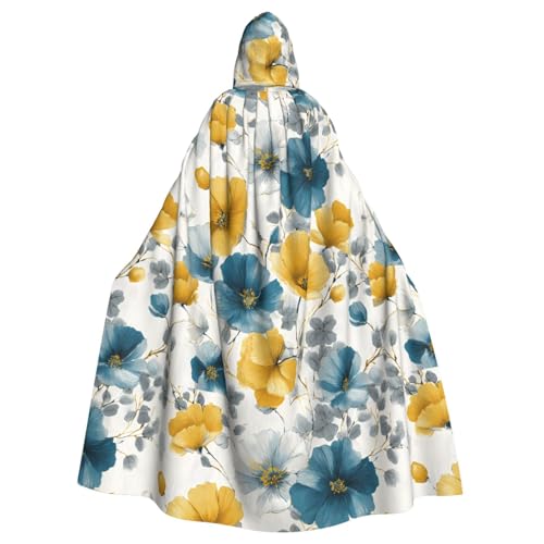 ZAQXSWCDEV Schöner Blumen-Kapuzenumhang – Allover-Druck-Design, Polyester-Material, bequem und langlebig, perfekt für Halloween, Cosplay und mehr von ZAQXSWCDEV