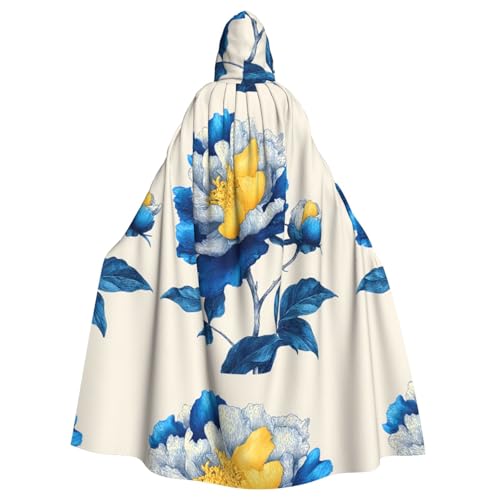 ZAQXSWCDEV Schöner Blumen-Kapuzenumhang – Allover-Druck-Design, Polyester-Material, bequem und langlebig, perfekt für Halloween, Cosplay und mehr von ZAQXSWCDEV