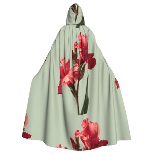 ZAQXSWCDEV Schöner roter Blumen-Kapuzenumhang – Allover-Druck-Design, Polyester-Material, bequem und langlebig, perfekt für Halloween, Cosplay und mehr von ZAQXSWCDEV