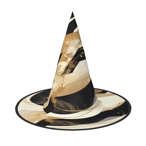 ZAQXSWCDEV Schwarz-Gold verflochtener Halloween-Hut - Gruseliges Party-Kostüm-Accessoire mit Volldruck-Design - Leichter faltbarer Hexenhut für Halloween, Karneval, Maskerade & Rollenspiel-Events von ZAQXSWCDEV