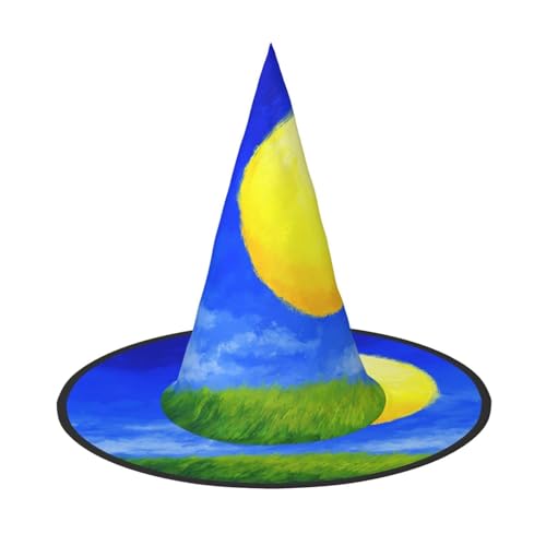 ZAQXSWCDEV Sonnenaufgang Halloween Hut - Gruseliges Partykostüm-Accessoire mit Volldruck-Design - Leichter faltbarer Hexenhut für Halloween, Karneval, Maskerade & Rollenspiel-Events von ZAQXSWCDEV