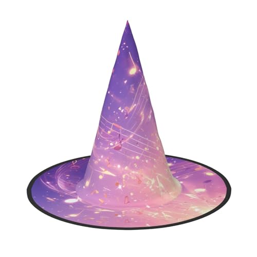ZAQXSWCDEV Springende Musiksymbole Halloween Hut - Gruseliges Party-Kostüm-Zubehör mit Volldruck-Design - Leichter faltbarer Hexenhut für Halloween, Karneval, Maskerade & Rollenspiel-Events von ZAQXSWCDEV