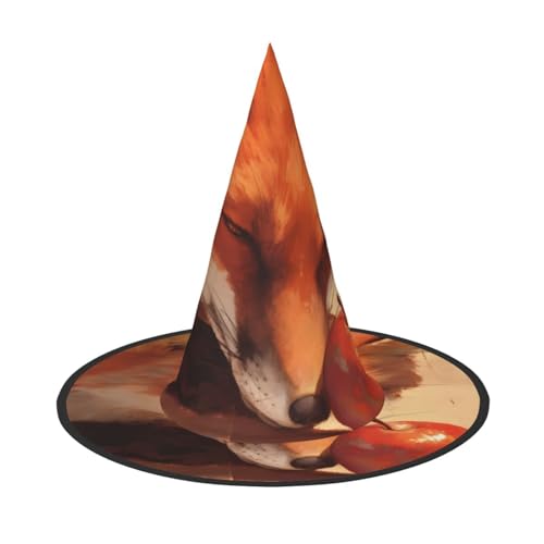 ZAQXSWCDEV Süßer Fuchs Halloween Hut - Gruseliges Partykostüm-Accessoire mit Volldruck-Design - Leichter faltbarer Hexenhut für Halloween, Karneval, Maskerade & Rollenspiel-Events von ZAQXSWCDEV