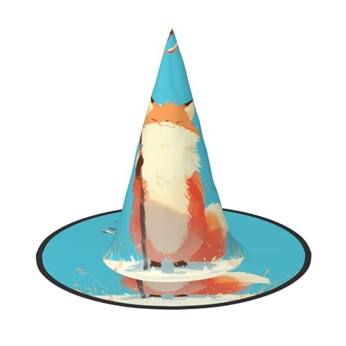 ZAQXSWCDEV Süßer Fuchs Halloween Hut - Gruseliges Partykostüm-Accessoire mit Volldruck-Design - Leichter faltbarer Hexenhut für Halloween, Karneval, Maskerade & Rollenspiel-Events von ZAQXSWCDEV
