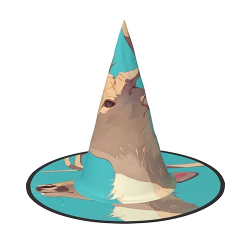 ZAQXSWCDEV Süßer kleiner Hirsch Halloween Hut - Gruseliges Party-Kostüm-Accessoire mit Volldruck-Design - Leichter faltbarer Hexenhut für Halloween, Karneval, Maskerade & Rollenspiel-Events von ZAQXSWCDEV