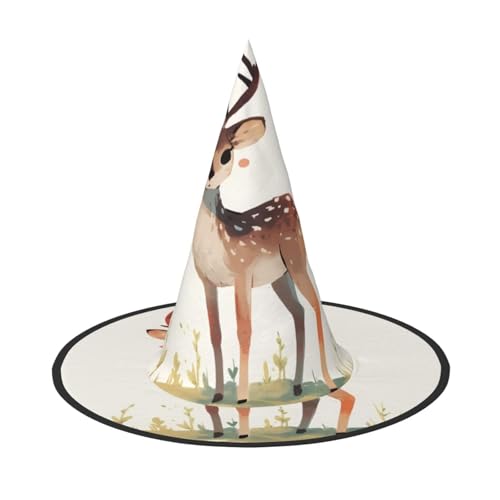 ZAQXSWCDEV Süßer kleiner Hirsch Halloween Hut - Gruseliges Party-Kostüm-Accessoire mit Volldruck-Design - Leichter faltbarer Hexenhut für Halloween, Karneval, Maskerade & Rollenspiel-Events von ZAQXSWCDEV