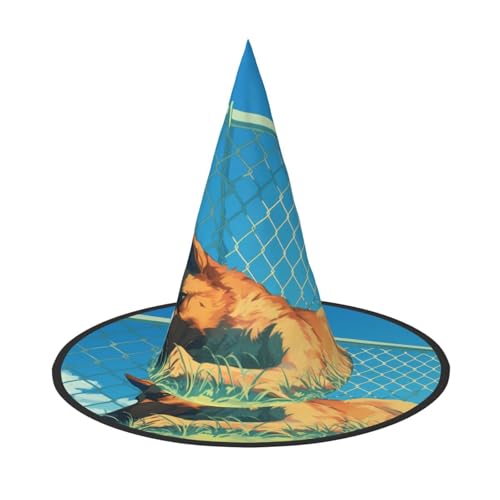 ZAQXSWCDEV Süßer kleiner Hund Halloween Hut - Gruseliges Party-Kostüm-Accessoire mit Volldruck-Design - Leichter faltbarer Hexenhut für Halloween, Karneval, Maskerade & Rollenspiel-Events von ZAQXSWCDEV