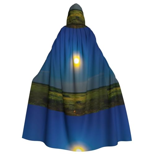ZAQXSWCDEV Sunrise Kapuzenumhang – Allover-Print-Design, Polyester-Material, bequem und langlebig, perfekt für Halloween, Cosplay und mehr von ZAQXSWCDEV