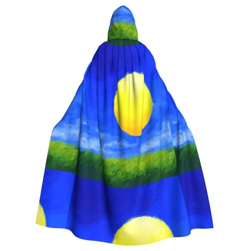 ZAQXSWCDEV Sunrise Kapuzenumhang – Allover-Print-Design, Polyester-Material, bequem und langlebig, perfekt für Halloween, Cosplay und mehr von ZAQXSWCDEV