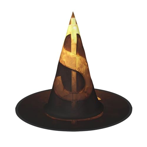 ZAQXSWCDEV The Golden S Halloween Hut - Gruseliges Party-Kostüm-Accessoire mit Volldruck-Design - Leichter faltbarer Hexenhut für Halloween, Karneval, Maskerade & Rollenspiel-Events von ZAQXSWCDEV