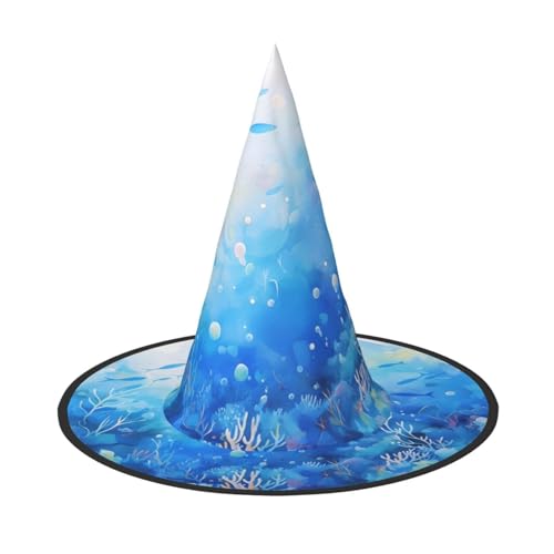 ZAQXSWCDEV The Underwater World Halloween Hut - Gruseliges Party-Kostüm-Accessoire mit Volldruck-Design - Leichter faltbarer Hexenhut für Halloween, Karneval, Maskerade & Rollenspiel-Events von ZAQXSWCDEV