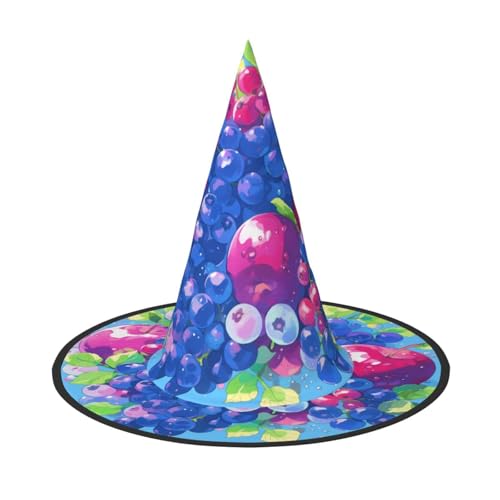 ZAQXSWCDEV Traube Halloween Hut - Gruseliges Party-Kostüm-Accessoire mit Volldruck-Design - Leichter faltbarer Hexenhut für Halloween, Karneval, Maskerade & Rollenspiel-Veranstaltungen von ZAQXSWCDEV