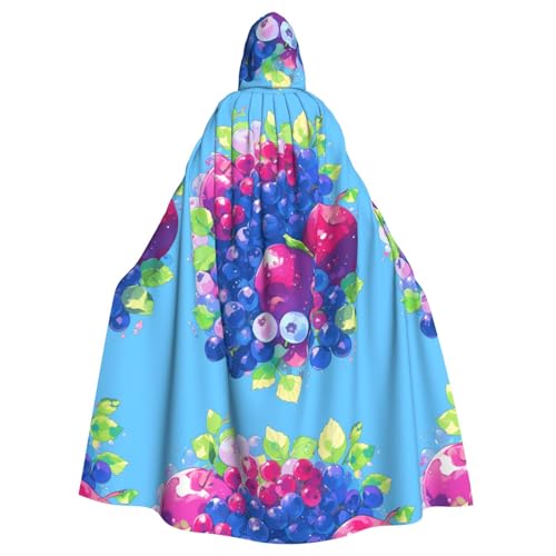 ZAQXSWCDEV Trauben-Kapuzenumhang – Allover-Druck-Design, Polyester-Material, bequem und langlebig, perfekt für Halloween, Cosplay und mehr von ZAQXSWCDEV