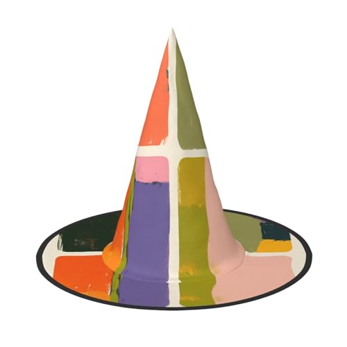ZAQXSWCDEV Unregelmäßige geometrische Formen Halloween Hut - Gruseliges Party-Kostüm-Zubehör mit Volldruck-Design - Leichter faltbarer Hexenhut für Halloween, Karneval, Maskerade & Rollenspiel-Events von ZAQXSWCDEV