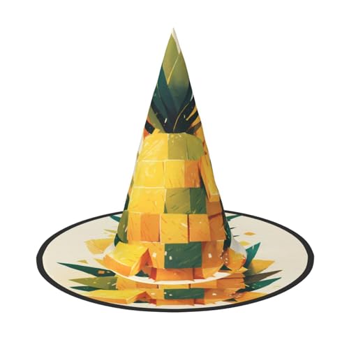 ZAQXSWCDEV Vibrant Fruits Halloween Hut - Gruseliges Party-Kostüm-Accessoire mit Volldruck-Design - Leichter faltbarer Hexenhut für Halloween, Karneval, Maskerade & Rollenspiel-Events von ZAQXSWCDEV