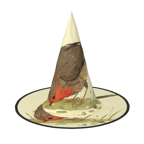 ZAQXSWCDEV Vogel Halloween Hut - Gruseliges Party-Kostüm-Accessoire mit Volldruck-Design - Leichter faltbarer Hexenhut für Halloween, Karneval, Maskerade & Rollenspiel-Events von ZAQXSWCDEV